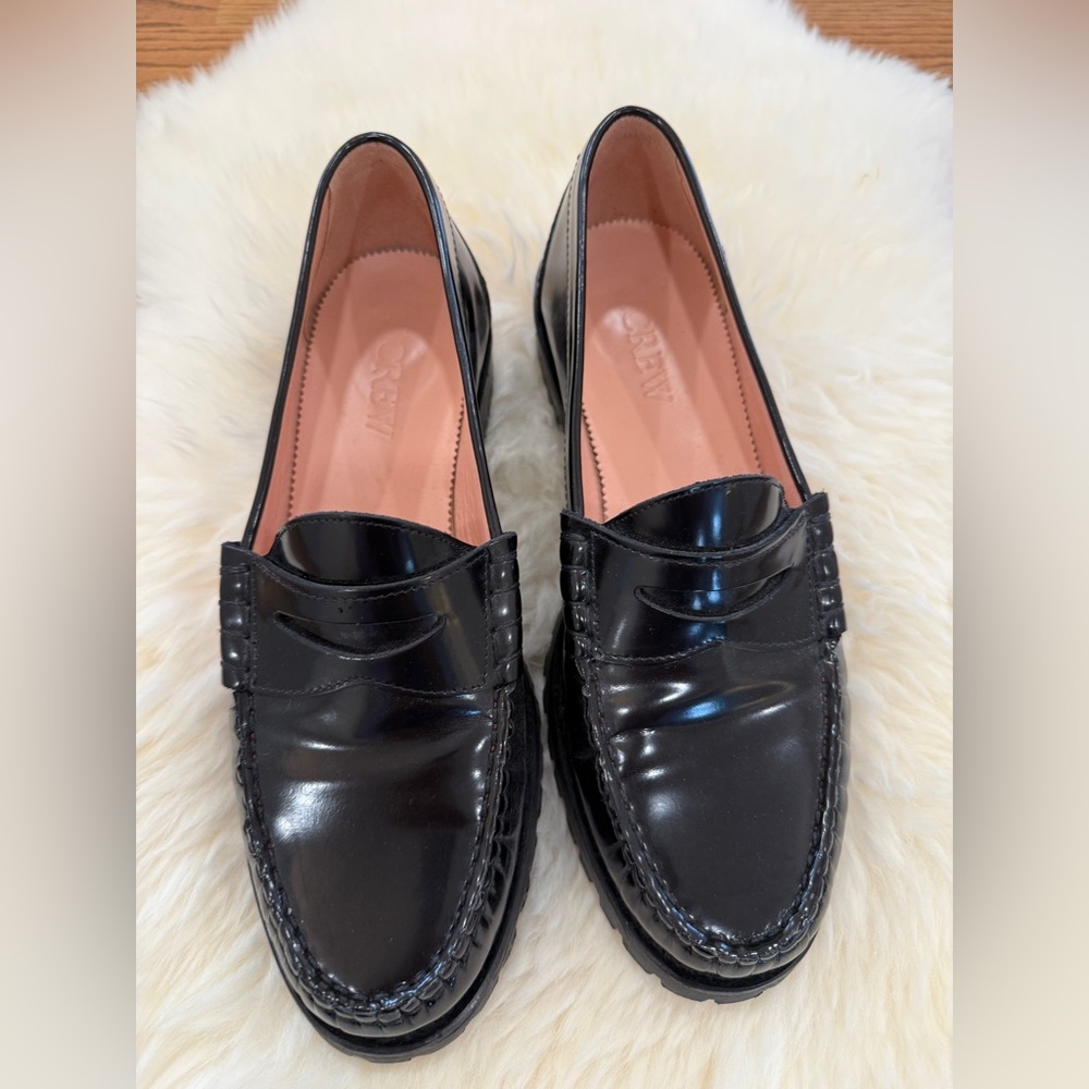 J Crew Winona Black Patent Leather Penny Loafers - Picture 3 of 5